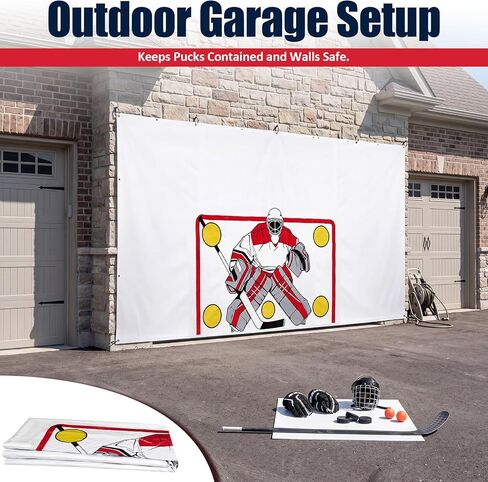 Hockey Shooting Tarp 7 x 16ft with Goal Target – Heavy Duty Vinyl Shot Trainer for Slap & Wrist Shot Practice, Indoor & Outdoor Hockey Shooting Aid, Protect Walls & Improve Accuracy in Kuwait