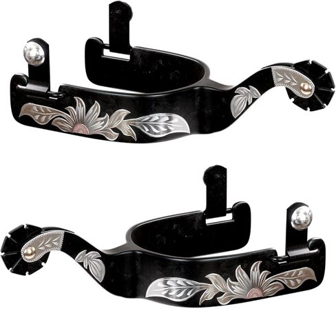 Western Cowboy Spurs, 1 Pair Horse Boot Spurs with Rowels, Antique Hand-Carved for Adult Equestrian, Men Women in Saudi Arabia