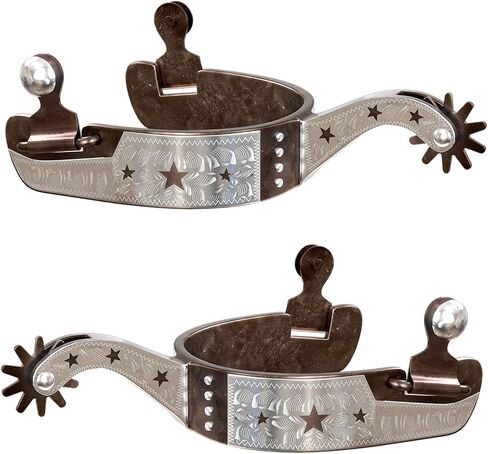 Western Cowboy Spurs, 1 Pair Horse Boot Spurs with Rowels, Antique Hand-Carved for Adult Equestrian, Men Women in Saudi Arabia