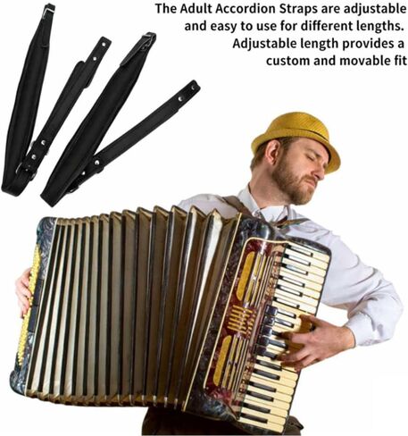 Accordion Straps, 1Pair PU Leather Accordion Shoulder Harness Belt with Adjustable Buckles for 16-120 Bass Accordion in Kuwait
