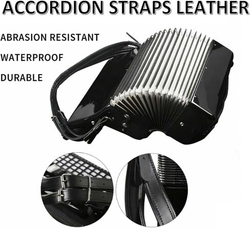 Accordion Straps, 1Pair PU Leather Accordion Shoulder Harness Belt with Adjustable Buckles for 16-120 Bass Accordion in Kuwait