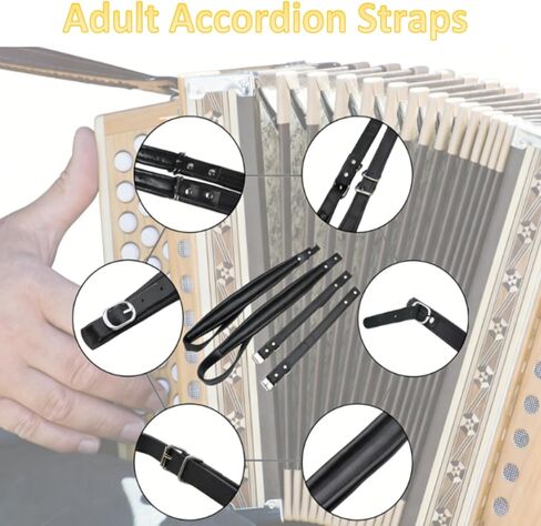 Accordion Straps, 1Pair PU Leather Accordion Shoulder Harness Belt with Adjustable Buckles for 16-120 Bass Accordion in Kuwait
