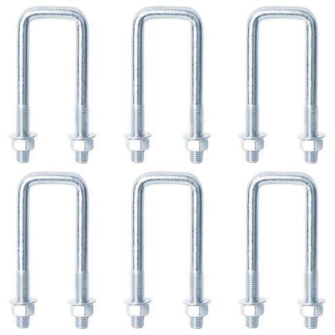 6 PCS 1-1/2" Wide Square U-Bolt, 1/2" x 1-5/8" x 5" Square Boat Trailer U Bolts Clamp, Electro-Galvanized in Kuwait