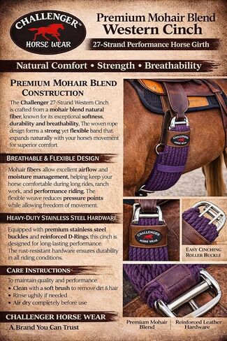 22" Western 27 Strand Double Weave Purple Mohair Roper Cinch 97RT07PP-22 in Kuwait