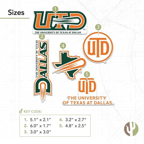 Desert Cactus The University of Texas Dallas Sticker Comet UTD Vinyl Decals Laptop Water Bottle Car Scrapbook T2 (Type 2-3) in Kuwait