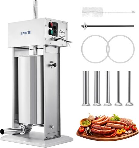Stainless Steel Vertical Sausage Stuffer Machine - Dual Speed Easy Clean Silver Finish for Home Game Processing (Deer/Venison) Commercial-Grade Sausage Maker in Kuwait
