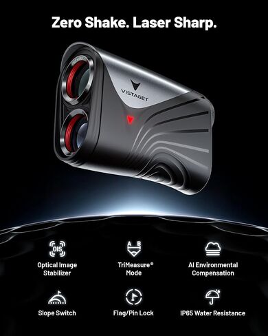 Golvia Ultra Range Finder Golf مع تثبيت بصري للصورة، محدد مدى الجولف مع مفتاح المنحدر القانوني للبطولة، التثليث وقفل العلم الصوتي، حامل عربة مغناطيسي، IP65، USB-C in Kuwait