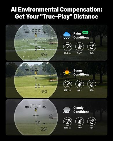 Golvia Ultra Range Finder Golf مع تثبيت بصري للصورة، محدد مدى الجولف مع مفتاح المنحدر القانوني للبطولة، التثليث وقفل العلم الصوتي، حامل عربة مغناطيسي، IP65، USB-C in Kuwait
