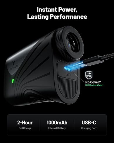 Golvia Ultra Range Finder Golf مع تثبيت بصري للصورة، محدد مدى الجولف مع مفتاح المنحدر القانوني للبطولة، التثليث وقفل العلم الصوتي، حامل عربة مغناطيسي، IP65، USB-C in Kuwait