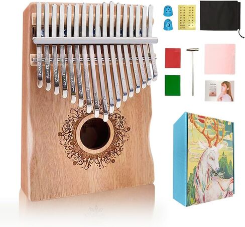 Kalimba 17 Key,Thumb Piano for Adults, Portable Mbira Finger Piano for Birthday Gift Kit with Tuning Hammer, Protective Case, Cleaning Cloth in Kuwait