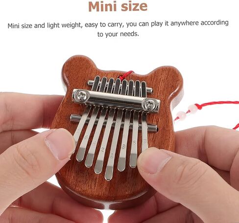 8 Keys Mini Solid Wood Music Box with Lanyard Wear on Backpack or Keychain Portable Christmas Birthday Gift, Little Bear in Kuwait
