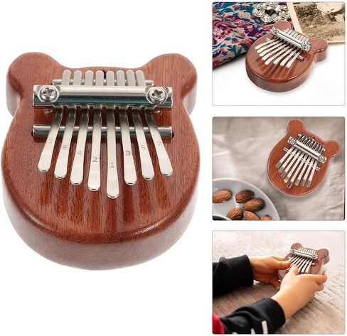 8 Keys Mini Solid Wood Music Box with Lanyard Wear on Backpack or Keychain Portable Christmas Birthday Gift, Little Bear in Kuwait