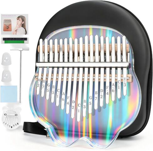 MUINS 17 Key Clear Acrylic Kalimba,Thumb Piano for Beginners Adults and Kids, Musical Therapy Gift with Tuning Hammer and EVA Case,Stress Relief Instrument, Crystal Sound like Wind Chimes(Bear) in Kuwait