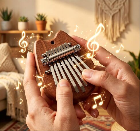 Mini 8 Key Thumb Piano Portable Finger Music Instrument Small Musical Pendant Ornament Gift Accessory in Kuwait
