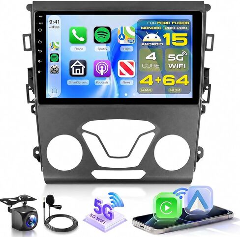 4G+64G Android 13 Car Stereo for Ford 2013-2019 Fusion Mondeo مع DSP/Wireless Carplay/Android Auto ، Sellrich 9 Inch Streel Radio Bluetooth 5.0 FM/RDS Mirrorlink Camera in Kuwait