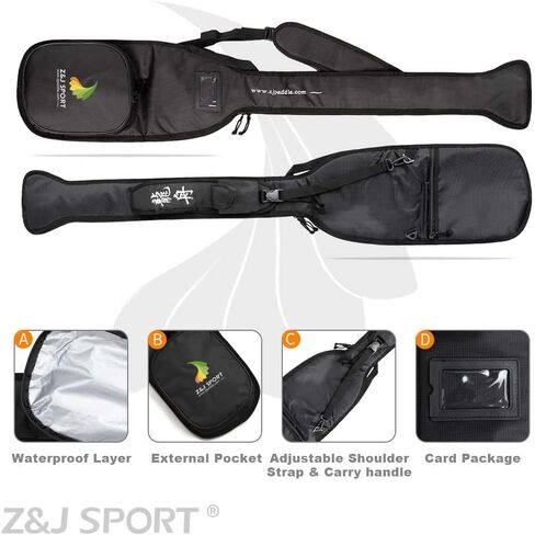 Z&J SPORT مجداف قارب التنين من ألياف الكربون، مجداف معتمد من IDBF مع مقبض على شكل حرف T مقاس 47 بوصة وحقيبة مجداف سوداء متعددة الجيوب in Kuwait