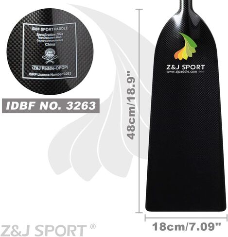 Z&J SPORT مجداف قارب التنين من ألياف الكربون، مجداف معتمد من IDBF مع مقبض على شكل حرف T مقاس 47 بوصة وحقيبة مجداف سوداء متعددة الجيوب in Kuwait