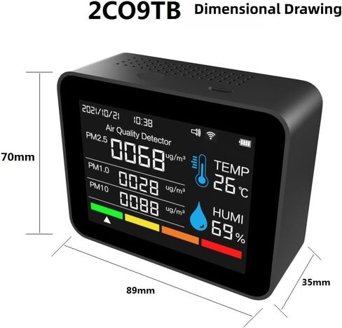 2CO9TB Smart WiFi Air Quality Monitor, Air Dust PM2.5 PM1.0 PM10 and Thermometer with Temperature and Humidity Alarm，Air Quality Tester for Bedroom, Indoor Detects，Smart Home in Saudi Arabia