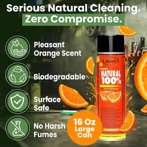 بخاخ مزيل الشحوم بالحمضيات الصناعية من Natural100، يزيل الشحوم والزيوت والمواد اللاصقة على الفور، آمن للكهرباء بقدرة 27 كيلو فولت، موثوق به على المعادن والمحركات والمحركات والأدوات والخرسانة والمزيد in Kuwait