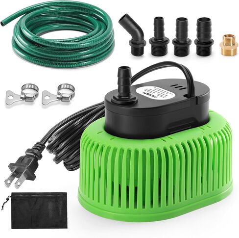FIDISP Pool Cover Pump Automatic On Off, 850 GPH Automatic Pool Cover Pumps Above Ground With 5 Hose Adapters, 23 FT Drain Hose, 25 FT Power Cord, Water Pump for Draining of Pool Covers, Ponds (Blue) in Kuwait