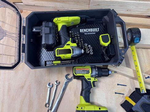 إدراج صندوق الأدوات متوافق مع منظم Ryobi LINK STM304 - يحمل مثقابين، وبطاريتين، وشاحن ولقم - ملائم للتركيب، بدون قطع (إدراج فقط - الأدوات والحافظة غير متضمنة) in Kuwait