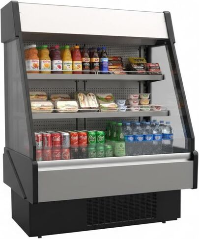 Big Kitchen Open Over Under Refrigerated Merchandiser Grab N Go Self Contained Multiplexible Cooling Beverage Showcase Stainless Steel Cabinet in Kuwait