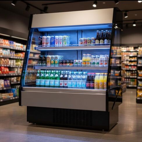Big Kitchen Open Over Under Refrigerated Merchandiser Grab N Go Self Contained Multiplexible Cooling Beverage Showcase Stainless Steel Cabinet in Kuwait