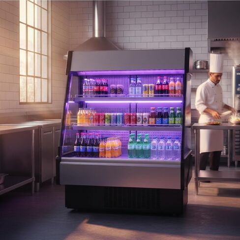 Big Kitchen Open Over Under Refrigerated Merchandiser Grab N Go Self Contained Multiplexible Cooling Beverage Showcase Stainless Steel Cabinet in Kuwait