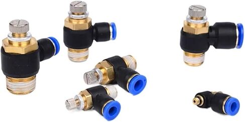 SL Pneumatic L Type Speed Flow Controller 4-12mm OD Hose Tube 1/8 1/4 3/8 1/2 Inch Male Gas Airflow Limit Valve Quick Fitting 20Pcs(SL8-02) in Kuwait