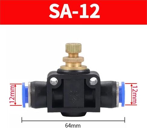 SA-4 SA-6 SA-8 SA-10 SA-12 Pneumatic Flow Speed Control Valve Push In Controller Quick Fittings 20Pcs(SA-12) in Kuwait