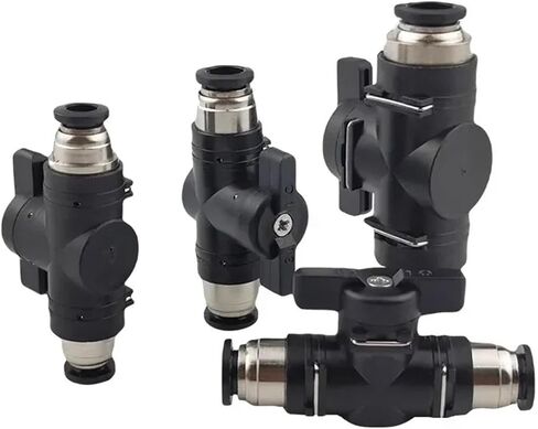 BUC Black Pneumatic Push In Quick Joint Connector Hand Valve - Turn Switch Manual Ball Current Limiting (4 6 8 10 12mm) 10Pcs(BUC 12MM) in Kuwait