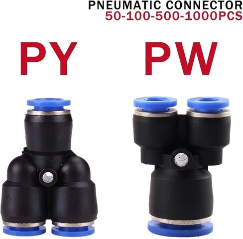 Plastic Pneumatic Connector Pipe Fitting Quick Push For Air Water Connecting PY PW 4 6mm 8mm 10mm 12mm Y Shape Hose Fittings 50Pcs(PY-8) in Kuwait