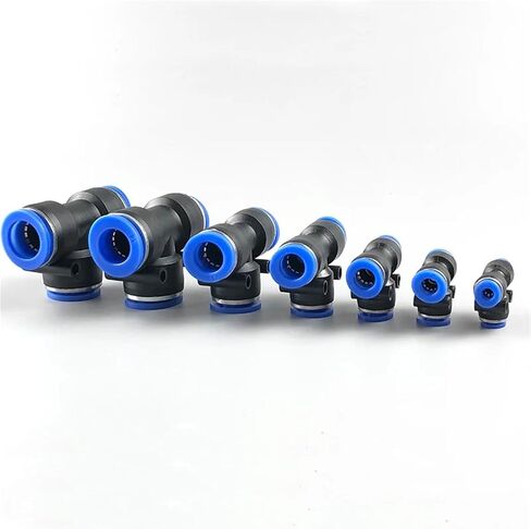 100Pcs PE Air Connectors Pneumatic Fitting Quick Connect 4 6 8 10 12mm Tee 3Way Plastic Pipe Water Hose Tube Connector(PE-4) in Kuwait