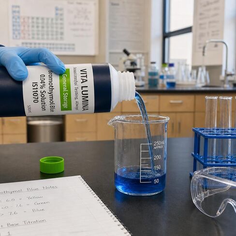0.04% Aqueous Bromothymol Blue Indicator Solution 500 mL | High-Purity Laboratory Grade pH Indicator (Bromthymol/Brothymol Blue) for Science Experiments and Research in Kuwait