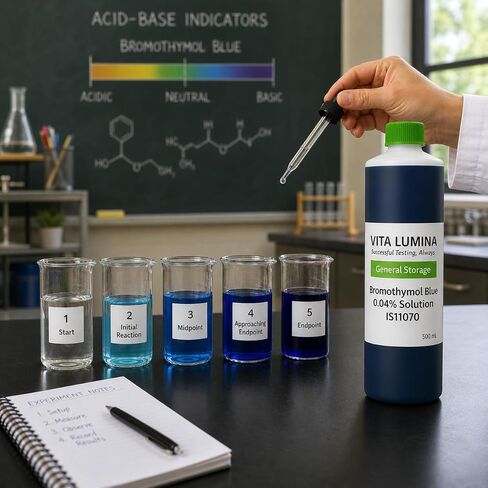 0.04% Aqueous Bromothymol Blue Indicator Solution 500 mL | High-Purity Laboratory Grade pH Indicator (Bromthymol/Brothymol Blue) for Science Experiments and Research in Kuwait