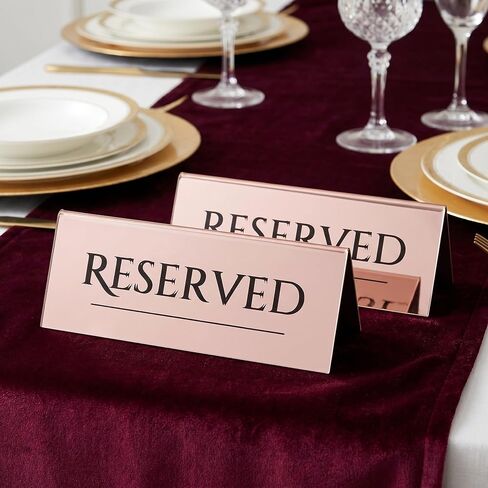 2pcs Reusable Reserved Seating Signs for Important Event Seating Acrylic Double Sided Tent Table Place Cards in Pink Quick Identification for Hotels and Party in Kuwait