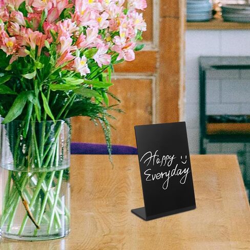 HOMSFOU 5pcs L Shaped Mini Chalkboard Signs for Retail and Bakery Use Black Acrylic Buffet Label Signs with Easy to Write Surface and Stable Design for Party Table Display in Kuwait