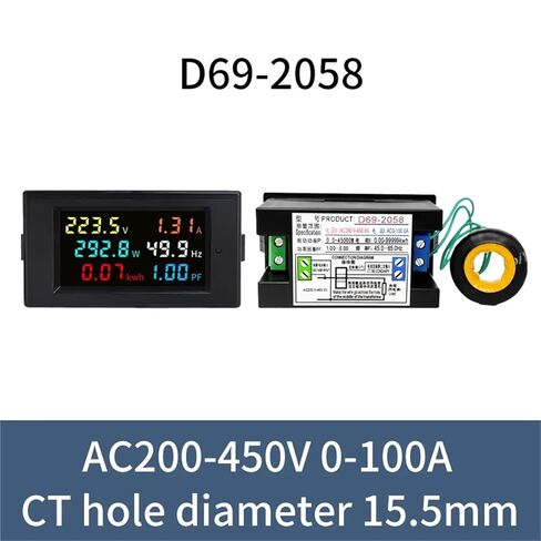 1PC D69-2058 Six-Display Meter Household Energy Meter Power Tester Intelligent Meter Digital Voltage and Current(200-450V 100A) in Kuwait