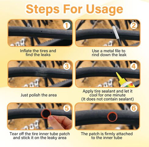 96 Pcs Ponches Frios para Bicicletas, Tire Patches for Bicycle Inner Tube Repair, 0.98 Inch Rubber Patch Kit, Emergency Road Cycling Tool in Kuwait