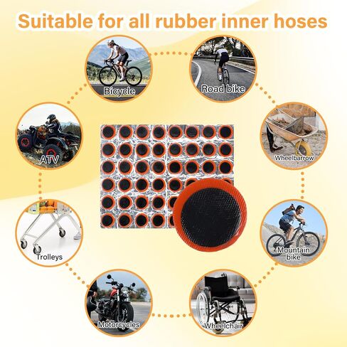 96 Pcs Ponches Frios para Bicicletas, Tire Patches for Bicycle Inner Tube Repair, 0.98 Inch Rubber Patch Kit, Emergency Road Cycling Tool in Kuwait