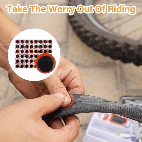 96 Pcs Ponches Frios para Bicicletas, Tire Patches for Bicycle Inner Tube Repair, 0.98 Inch Rubber Patch Kit, Emergency Road Cycling Tool in Kuwait