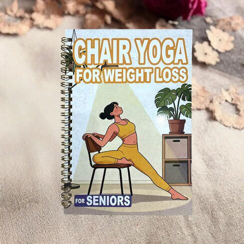 28-Day Chair Yoga Guide Book for Beginners, 60 Workouts for Weight Loss & Flexibility, Spiral Bound Senior Exercise Book,5.5x8.3 Inch,Yellow in Kuwait