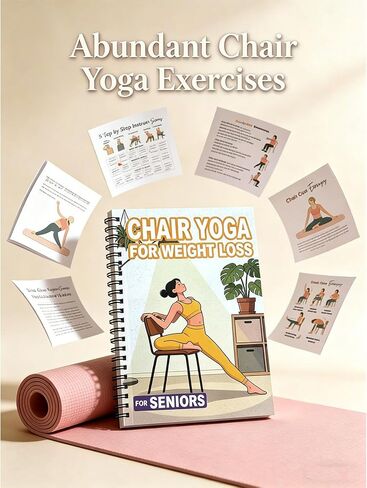 28-Day Chair Yoga Guide Book for Beginners, 60 Workouts for Weight Loss & Flexibility, Spiral Bound Senior Exercise Book,5.5x8.3 Inch,Yellow in Kuwait