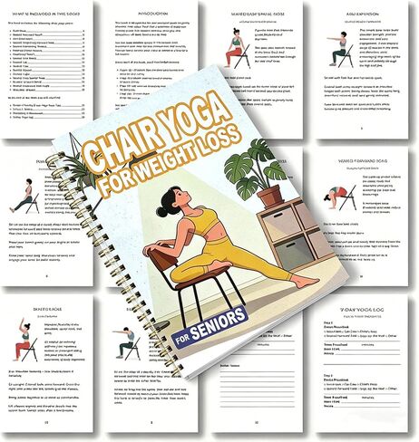 28-Day Chair Yoga Guide Book for Beginners, 60 Workouts for Weight Loss & Flexibility, Spiral Bound Senior Exercise Book,5.5x8.3 Inch,Yellow in Kuwait