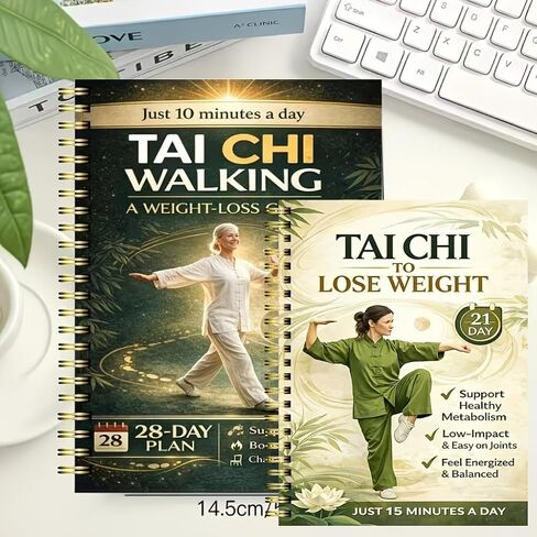 28-Day Senior Balance & Weight Loss Journal – Tai Chi Walking Workout Log, Low-Intensity Exercise Tracker, Designed for Seniors, Spiral-Bound Fitness Planner (2 Copies) in Kuwait
