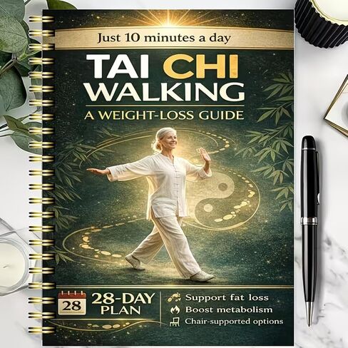28-Day Senior Balance & Weight Loss Journal – Tai Chi Walking Workout Log, Low-Intensity Exercise Tracker, Designed for Seniors, Spiral-Bound Fitness Planner (2 Copies) in Kuwait