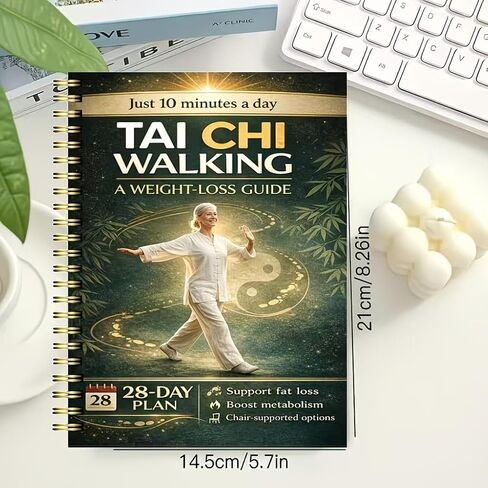 28-Day Senior Balance & Weight Loss Journal – Tai Chi Walking Workout Log, Low-Intensity Exercise Tracker, Designed for Seniors, Spiral-Bound Fitness Planner (2 Copies) in Kuwait