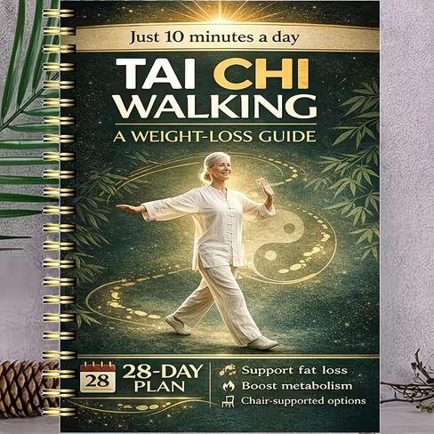 28-Day Senior Balance & Weight Loss Journal – Tai Chi Walking Workout Log, Low-Intensity Exercise Tracker, Designed for Seniors, Spiral-Bound Fitness Planner (2 Copies) in Kuwait