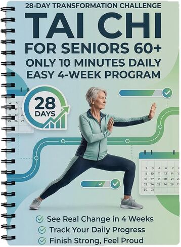 Tai Chi for Seniors Over 60, Step-by-Step Guide for Pain Relief, 28-Day Challenge for Home Practice Weight Loss, Simplified Original Movements to Improve Flexibility and Balance in Kuwait
