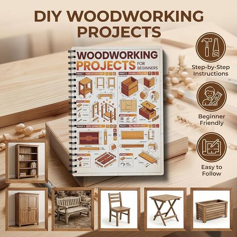 Woodworking Project Planner for Beginners – Step-by-Step Blueprint Log with Drawings, Templates & Dimensions, Practical DIY Wooden Item Plan Book in Kuwait